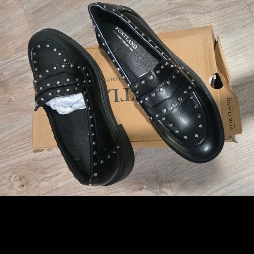 Black Studded Loafers